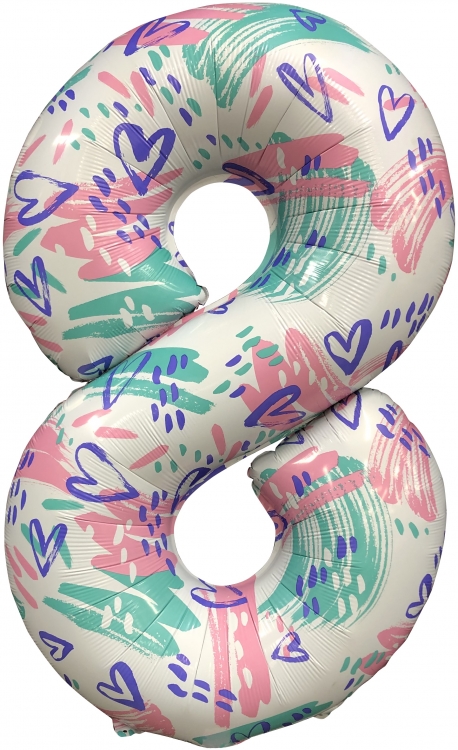 Шар Цифра "8" Slim, Нежный паттерн (в упаковке)