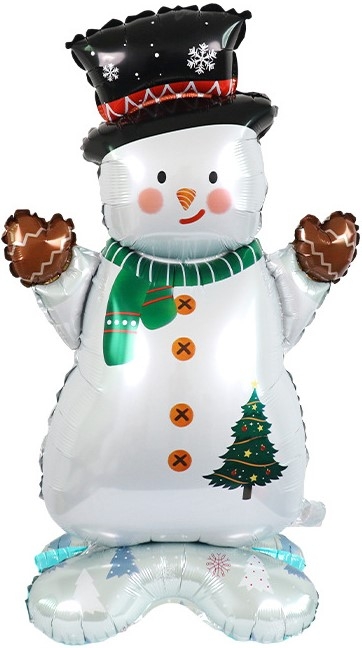 Шар Фигура 3D на подставке, Снеговик в цилиндре (в упаковке)