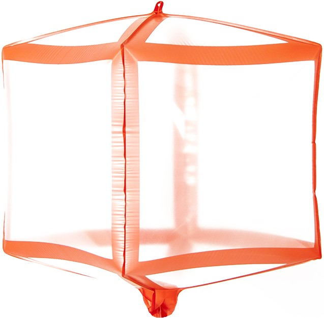 Шар 3D Куб Красные грани, Прозрачный (в упаковке)