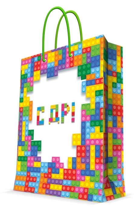 Пакет подарочный "С ДР (тетрис)" с ламинацией