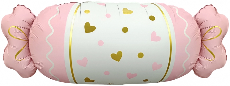 Шар Фигура Конфета Сердечки, Розовый, Сатин (в упаковке) 